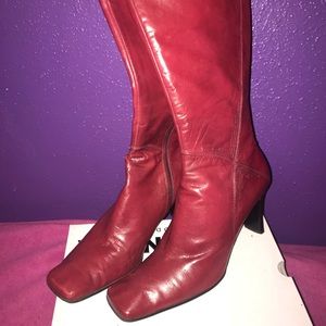 Nine West Knee high red leather boots